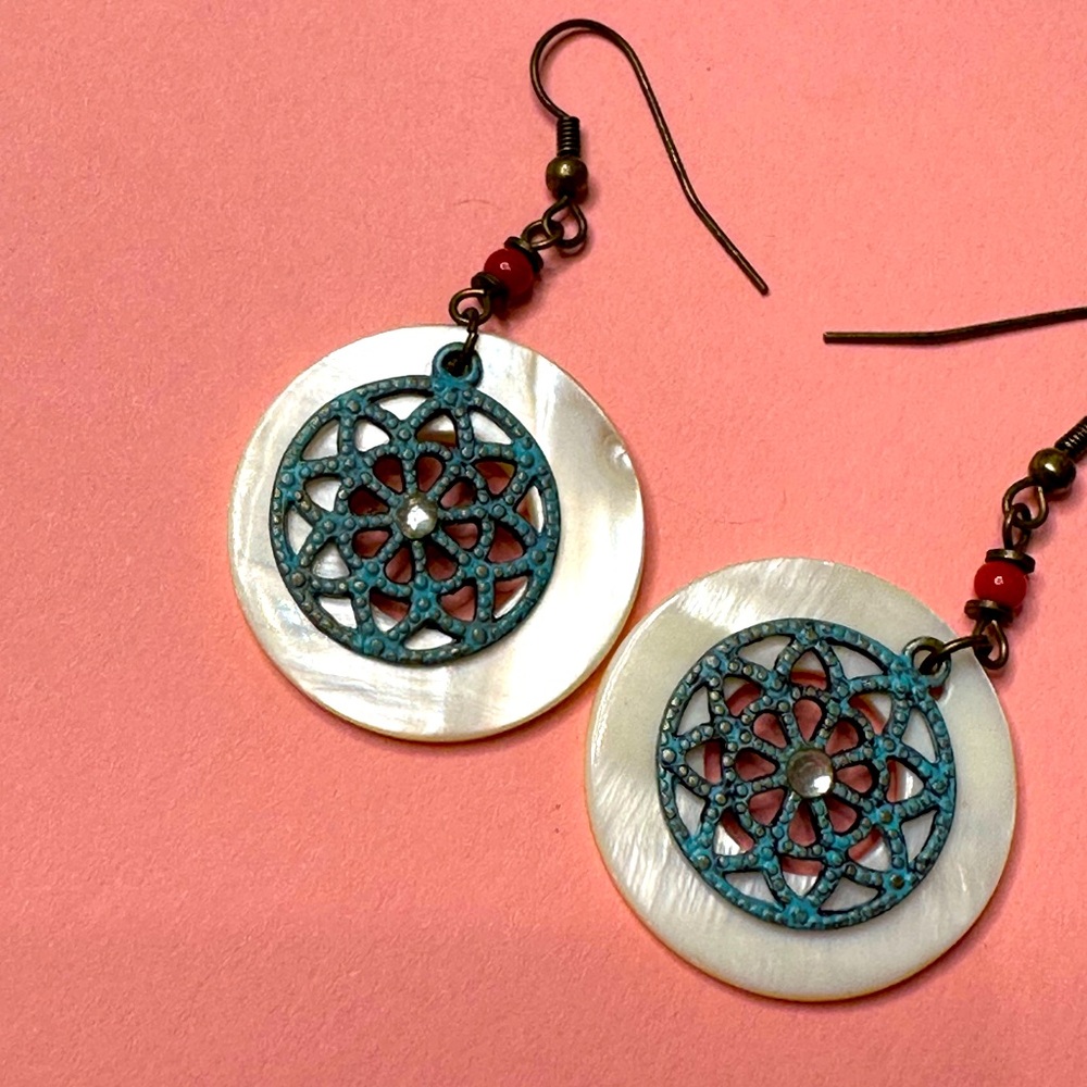 Vintage pearl and turquoise drop earrings